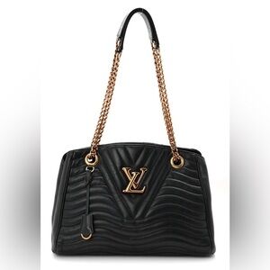 Louis Vuitton New Wave Black Quilted Leather Gold Chain Shoulder/Tote Bag